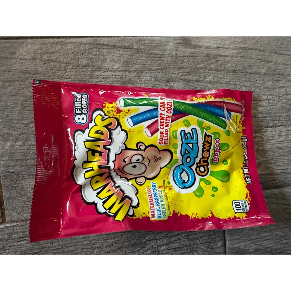 Warheads Ooze Chewz Filled Ropes Candy 3 oz Bag Watermelon Apple Blue Raspberry